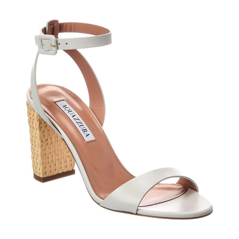 Aquazzura Sunseeker 85 Leather Sandal, White